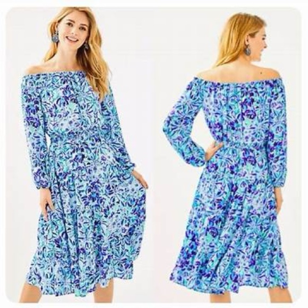 Lilly Pulitzer Blue and White Bishop Sleeve Sundress